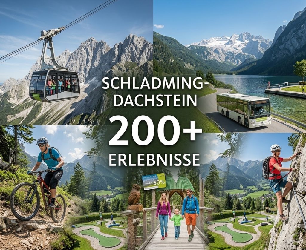 Collage zur Schladming-Dachstein Card mit über 200 Erlebnissen